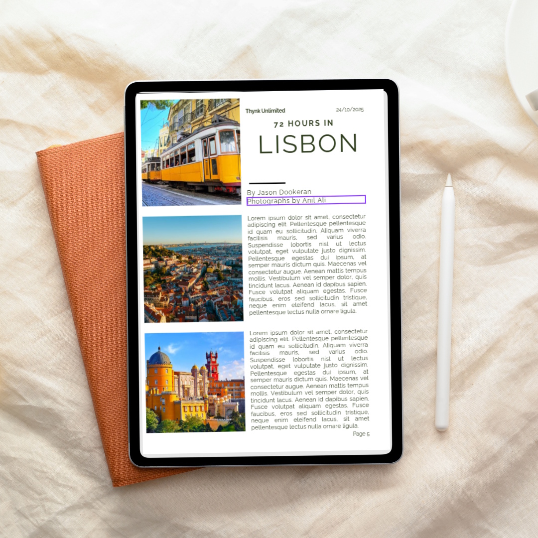 Editorial series spread and downloadable itineraries.